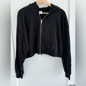TNA Boxy Waffle Zip Up Sweater